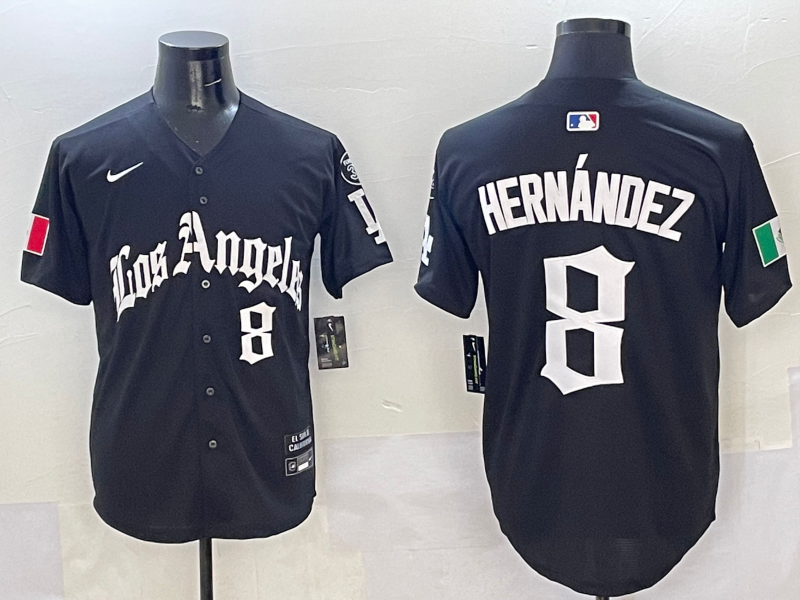 Men's Los Angeles Dodgers Enrique Hernandez #8 Black Team Jersey